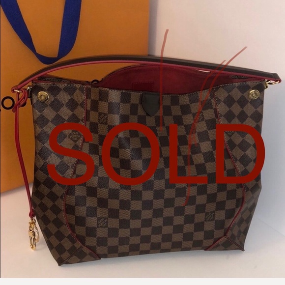 Louis Vuitton Handbags - LOUIS VUITTON Damier Ebene Caissa Hobo Cerise Red